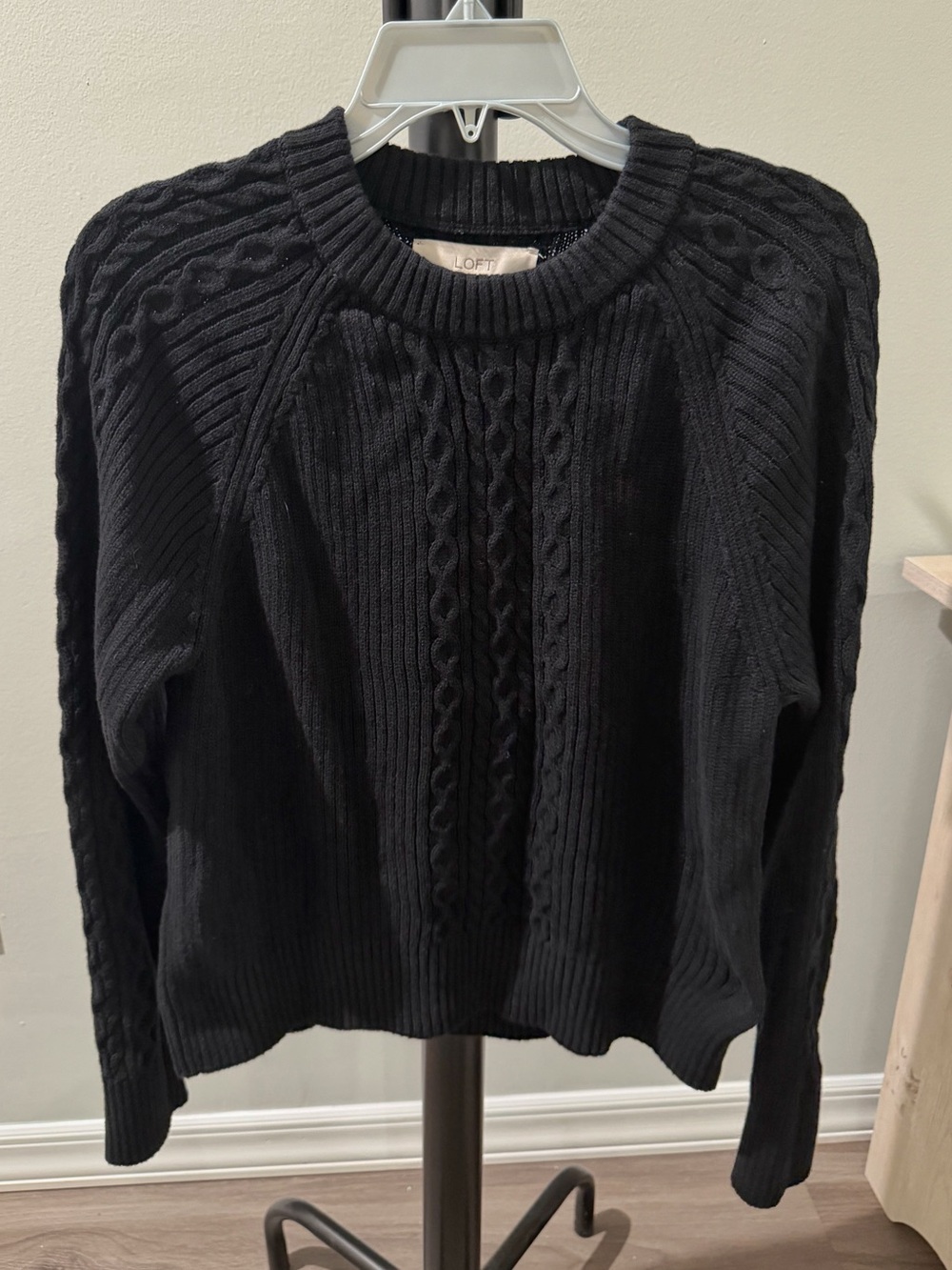 LOFT-Black Cable Knit Crewneck Sweater (NWOT)